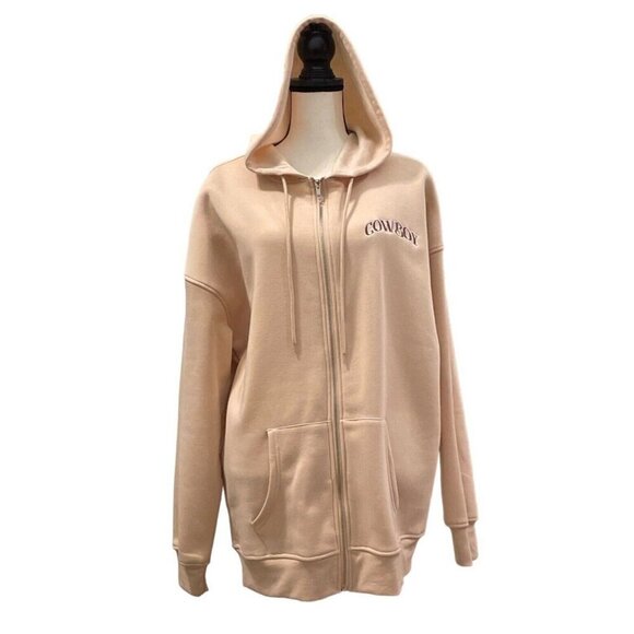 Rue21 Womens Embroidered Zip Up Sweatshirt Hoodie Jacket Size L Drawstring - Picture 1 of 15